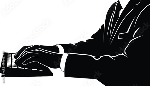 Professional hands typing on computer keyboard