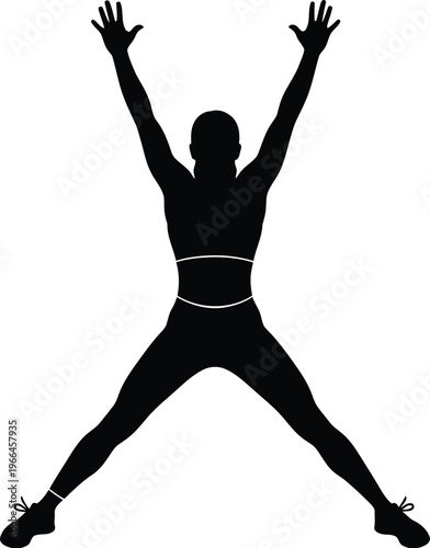 Fitness Silhouette of Person in Jumping Jack Pose