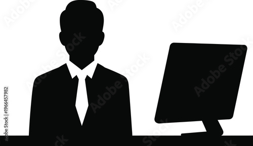 Office worker at a desk with a computer screen