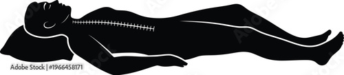 Silhouette of Person Lying Down with Spine Detail