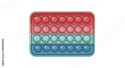 Colorful rectangular silicone pop it fidget toy with multiple rows of bubbles in red pink teal and blue for sensory play.