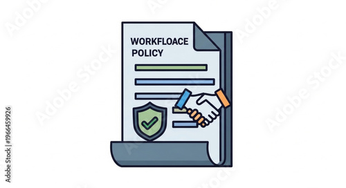 Workforce Policy Agreement with Handshake and Security Shield Illustration.
