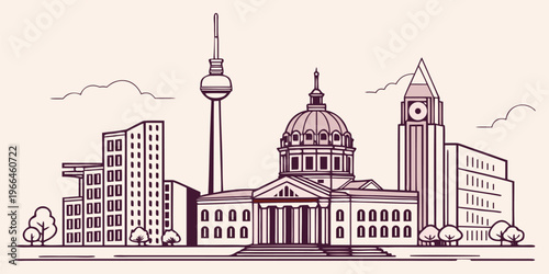 Modern flat city skyline vector illustration