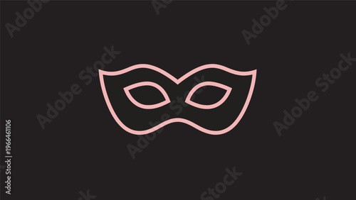 Pink mask icon on black background