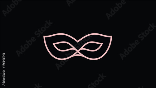 Pink mask outline against black background
