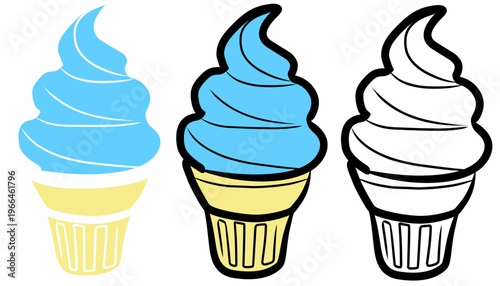 Ice Cream Pattern Design.  Dessert Illustration. Sweet Frozen Treat Motif. Handdrawn Cute Style. Background For Packaging Textile