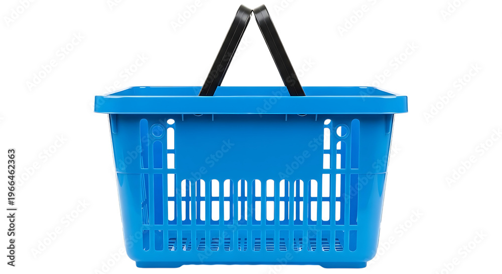 Fototapeta premium Blue Plastic Shopping Basket Isolated