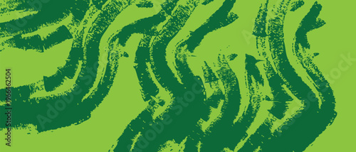 Abstract green brush strokes on lime background, dynamic organic texture