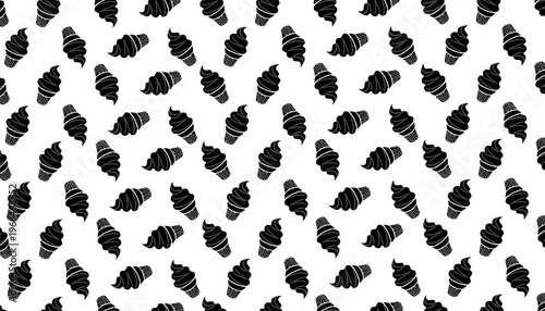 Ice Cream Pattern Design. Seamless Dessert Illustration. Sweet Frozen Treat Motif. Handdrawn Cute Style. Background For Packaging Textile