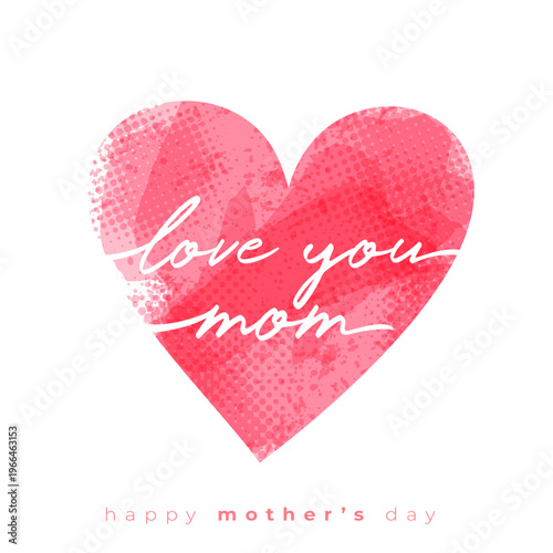 artistic pink watercolor heart graphic for happy mother's day celebration
