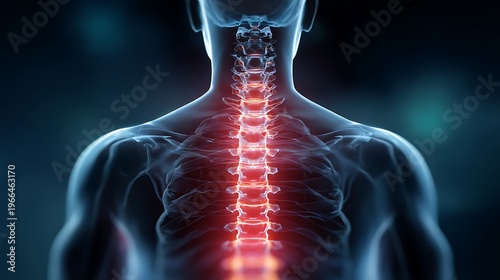 Human spine x-ray showing back pain inflammation