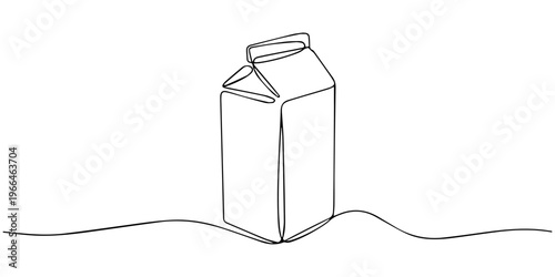 Almond milk carton continuous one line drawing plant based drink vector