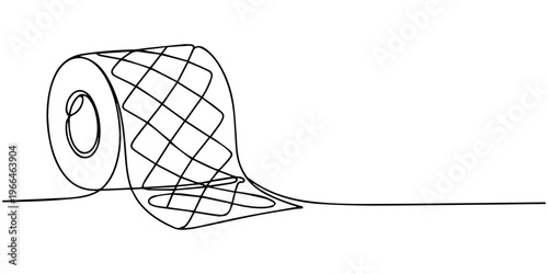 Toilet paper roll continuous one line drawing hygiene vector icon