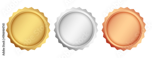 collection of blank golden silver and bronze medal design