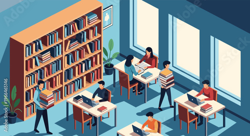 Man and woman in professional business attire shout at each other using megaphones across a deep divide in a city.