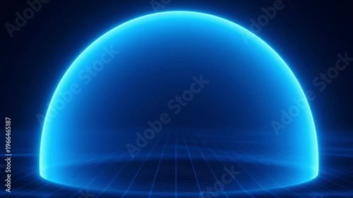Abstract glowing blue dome digital visualization with futuristic energy