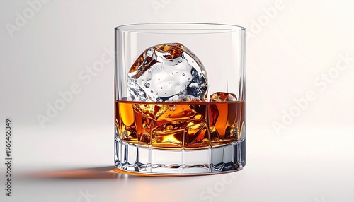 Whiskey on the Rocks - A Classic Cocktail in Clear Glass.