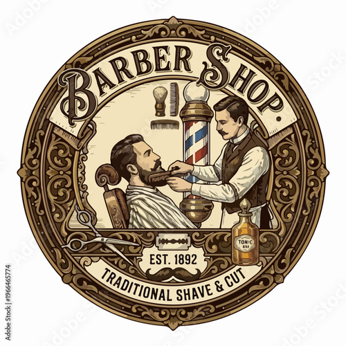 Victorian Barber Shop Emblem