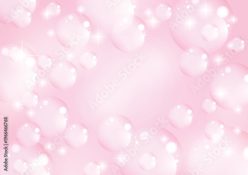 つやつやシャボン玉、ピンク、かわいい、背景、イラスト