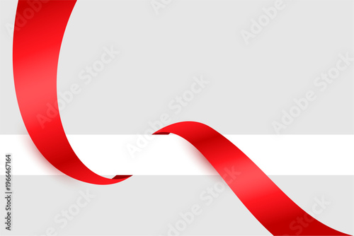 isolated red silk ribbon on gray background design