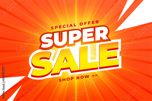 super sale offer orange background shop now for best deal