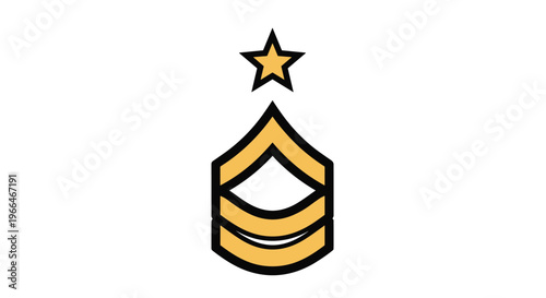 Military rank insignia featuring three golden chevrons and a single star at the top symbolizing authority and command.