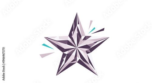 Sparkling purple and white star illustration with many sharp points and facets that look like a cut gemstone or crystal.