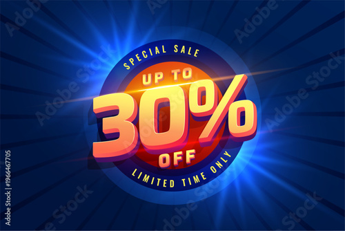 upto 30 percent off sale background with light effect