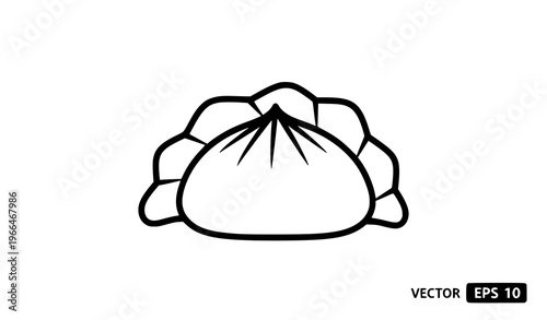Minimal Dumpling Icon – Asian Dim Sum Silhouette Food Vector Illustration