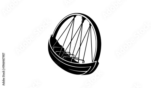 Carnival Swing Boat Logo – Amusement Ride Silhouette Vector Illustration