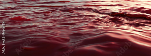 Crimson Water Surface Reflecting Golden Light During Golden Hour Abstract Ocean Texture Close Up Rippling Waves Detailed Liquid Movement