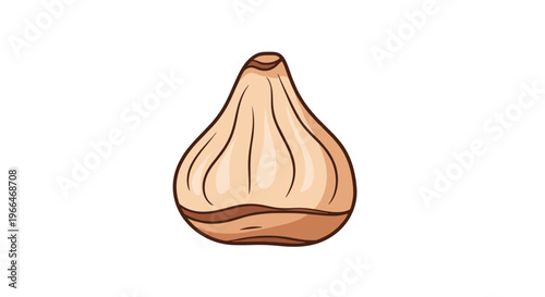 Single whole bulb of garlic with its characteristic pointed top and papery skin is illustrated on a plain white background.