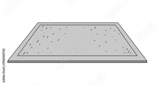 Rectangular grey mat or textured floor surface viewed from a perspective angle on a plain white background for design.