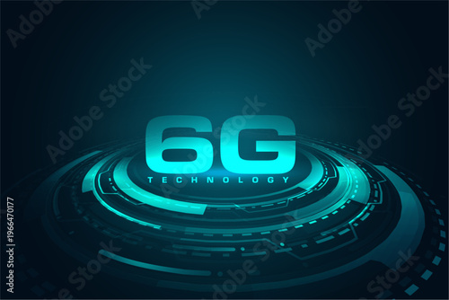 ultrafast 6g mobile network circuit hud background design