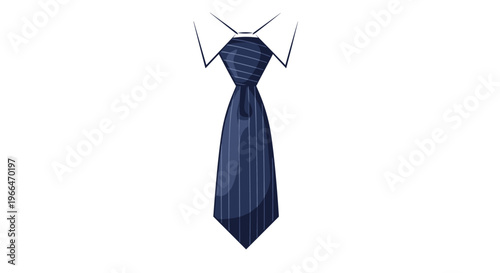 Blue necktie with subtle white vertical stripes shown with a white shirt collar for professional business attire.