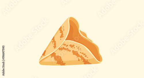 Golden brown folded crepe or pancake showing a delicious texture for breakfast menu and traditional culinary illustration on light background.