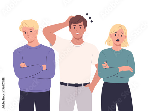 Confused People Scratching Heads in Thoughtful Illustration