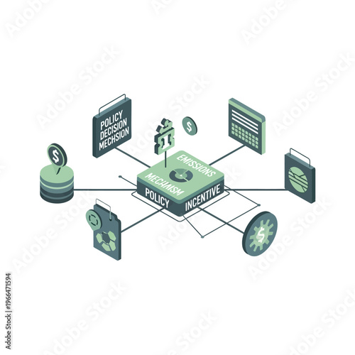 Conceptual diagram illustrating the interconnectedness of policy, incentives, and emissions reduction within a green economy framework.