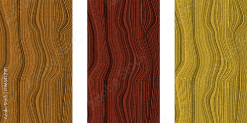 Close-up view of three different wood textures in warm tones Vector