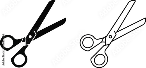 scissors pair cut black and line Vector