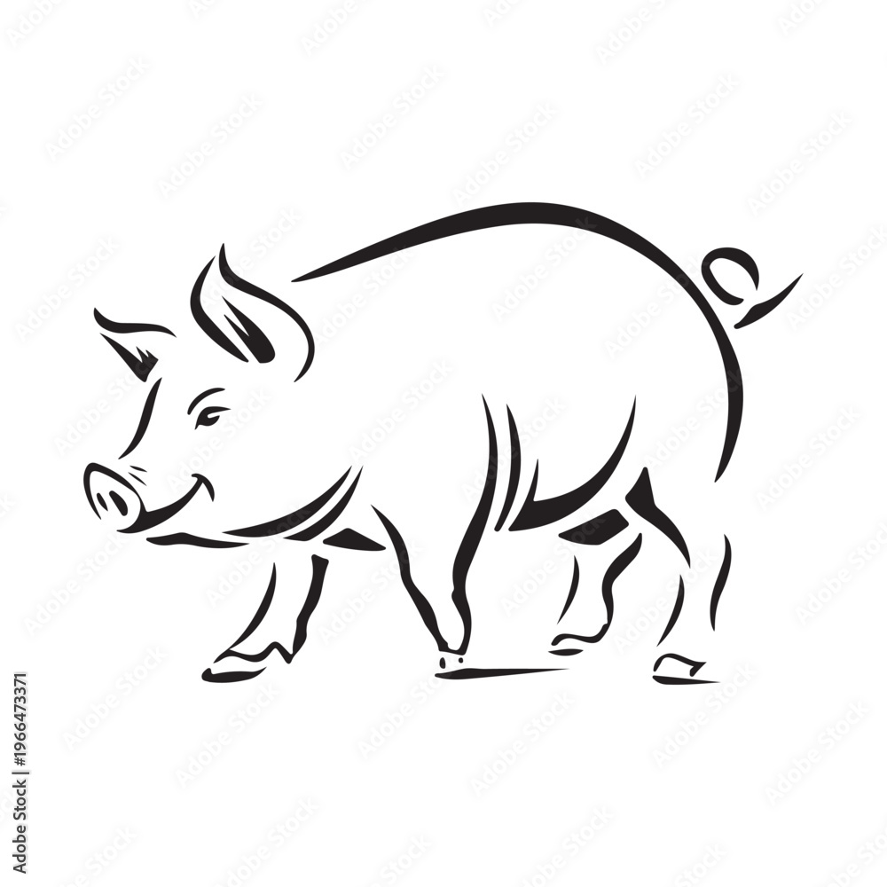 Fototapeta premium Wild Animal Pig Logotype Sign Isolated Graphic Design