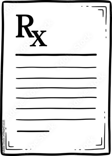 Medical Prescription Pad Doctor Document Healthcare Hand Drawn Line Art