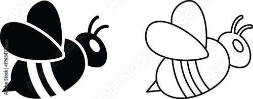 Bee black and white Vector