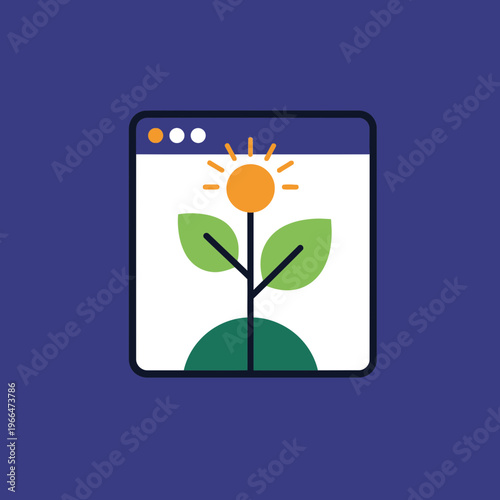 Stunning plant growth in browser window with sunny optimism