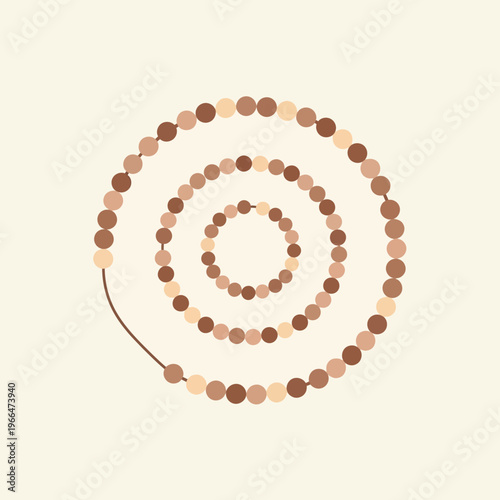 Vibrant spiral design with colorful dots in brown hues