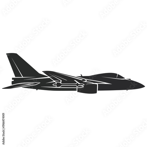 Modern Fighter Jet Silhouette - Side View