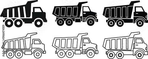 Dump Truck Vector Icons Set Vector