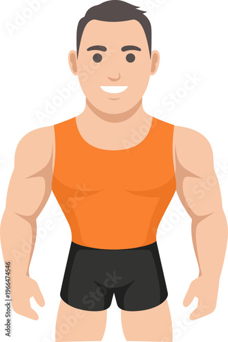 Muscular man flat cartoon for animation