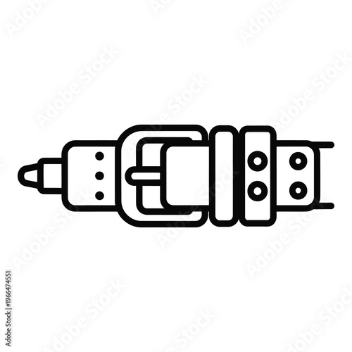 Simple line drawing of a seat belt with buckle and straps icon