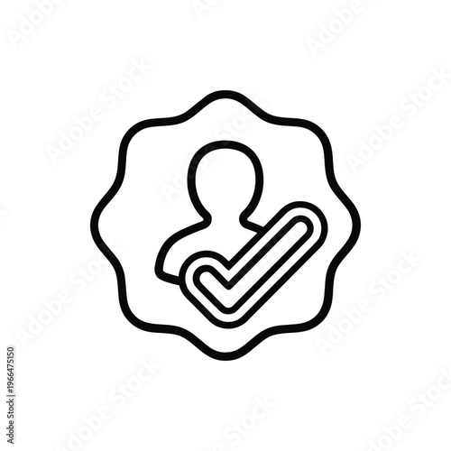 Verified Human Badge Line Icon